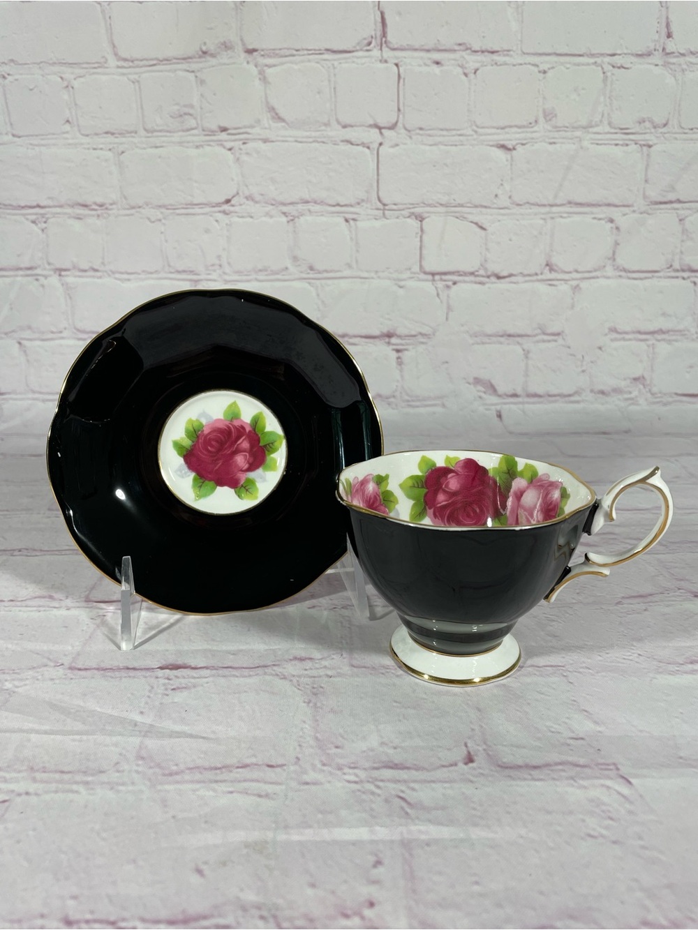 Vintage Royal Albert Old English Rose Bone China Teacup and Saucer Set